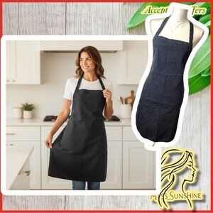 Adjustable APRON in business look - black with white length stripes